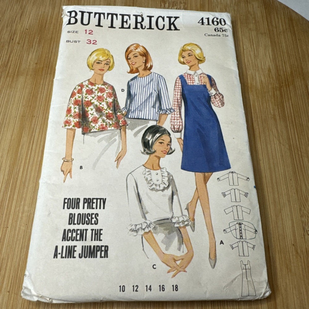 Butterick Vintage Sewing Pattern Womens Misses Blouse Jumper Set Size 12 #4170